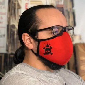 Маски защитные: маска череп с костями красная неопрен